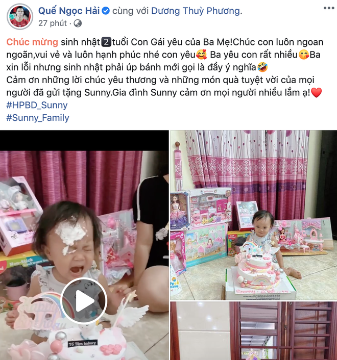 “Lầy như Quế Ngọc Hải: Úp bánh sinh nhật vào mặt con gái làm Sunny khóc thét đáng thương trong ngày tròn 2 tuổi - Ảnh 3.