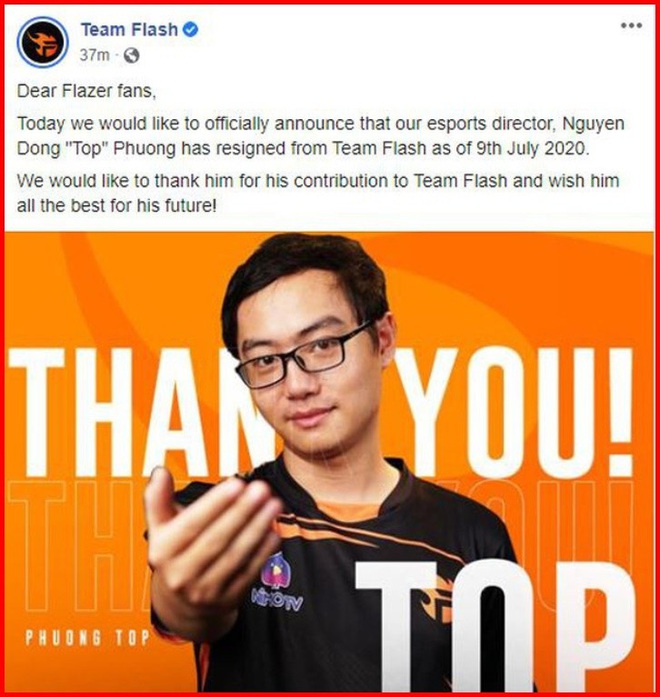 Nóng: Cựu giám đốc Team Flash Phương Top dính tới cá độ, Garena ban hành lệnh cấm - Ảnh 1.