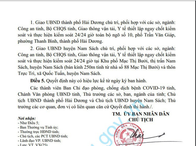 Thiết lập vùng phong tỏa cách ly y tế toàn bộ thôn Trực Trì từ 0h ngày 17/8 - Ảnh 1.