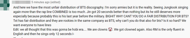 MV mới của BTS chẳng khác gì… Jungkook và những người bạn, fan bức xúc vì Jin lên hình 5 giây nhưng chưa phải người hát ít nhất - Ảnh 7.