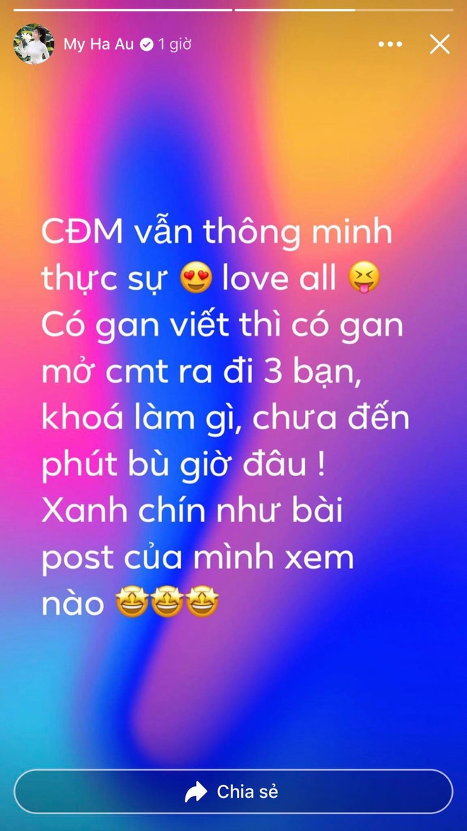 Ãu HÃ  My bá»ng xoÃ¡ vÃ  khoÃ¡ bÃ¬nh luáº­n trÃªn Facebook, nhÃ¬n news feed nhÆ° chÆ°a tá»«ng cÃ³ drama tá» chá»ng bá»i báº¡c - áº¢nh 2.