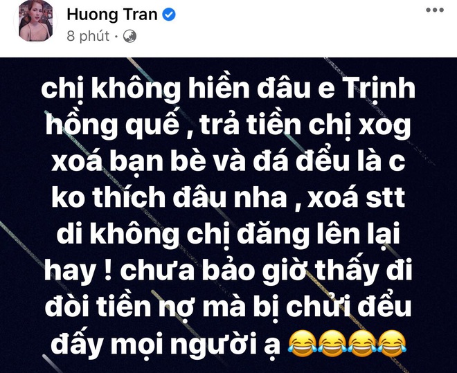 Biến căng: Hồng Quế và vợ cũ Việt Anh đấu nhau căng đét trên MXH, gọi hẳn tên và nhắc đến chuyện đòi nợ - Ảnh 3.