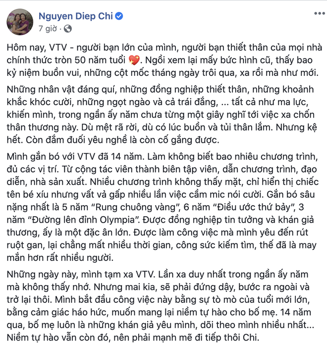 MC Diệp Chi chia sẻ hành trình 14 năm gắn bó với VTV, nhan sắc ngày càng mặn mà theo thời gian - Ảnh 1.