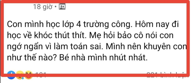 Học sinh lớp 4 khóc vì bị cô giáo nói là ngớ ngẩn do làm Toán sai - Ảnh 1.