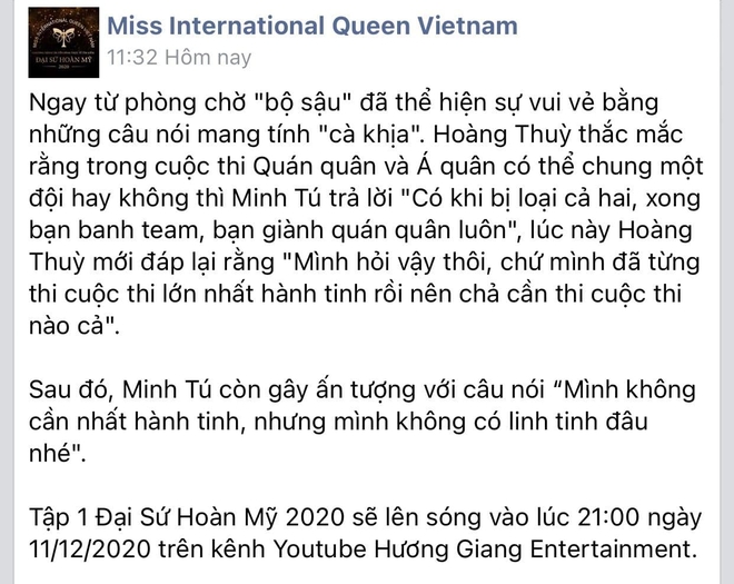 Minh Tú đích thân sửa lưng admin Đại Sứ Hoàn Mỹ vì trích dẫn sai drama với Hoàng Thùy - Ảnh 3.