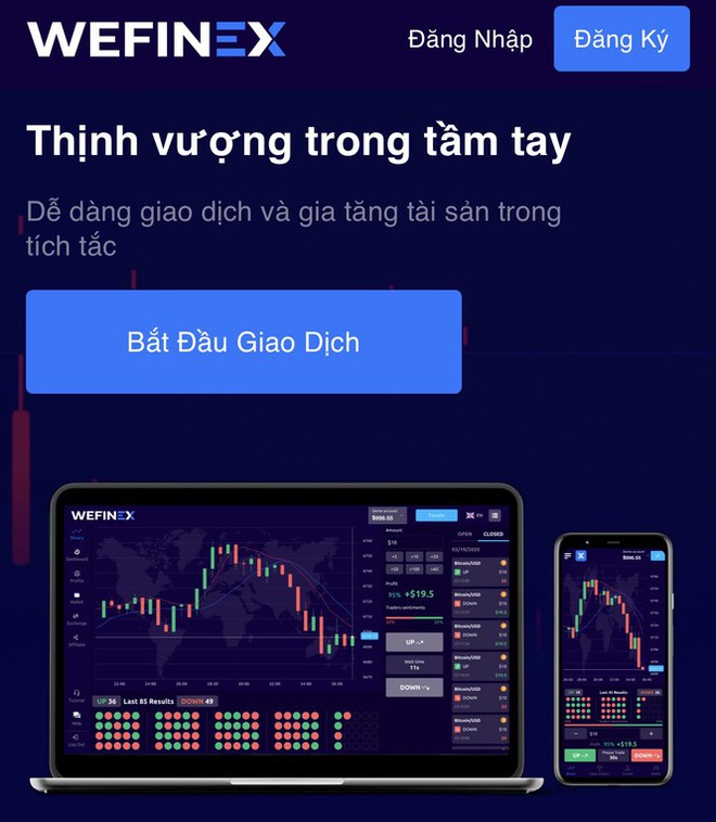 Không tham gia đầu tư vào các website Wefinex.net, RaidenBo.com