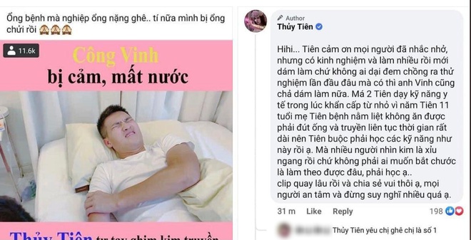 G&acirc;y tranh c&atilde;i dữ dội v&igrave; tự tay truyền nước biển cho C&ocirc;ng Vinh, Thuỷ Ti&ecirc;n l&ecirc;n tiếng nhanh ch&oacute;ng nhưng vẫn bị phản đối - Ảnh 3.