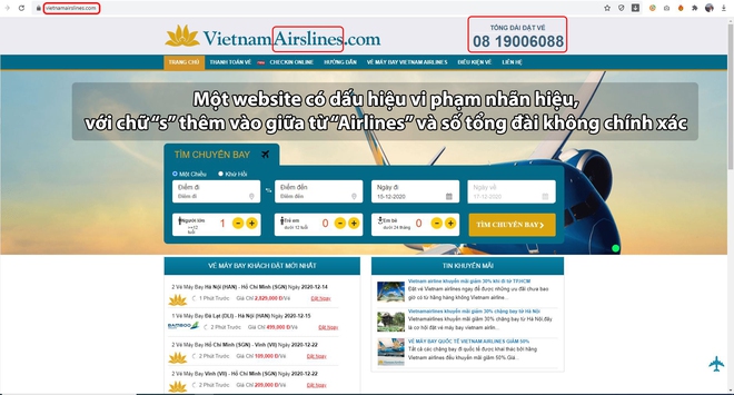 Vietnam Airlines Group khuyến cáo hành khách dịp cao điểm Tết: Cảnh giác với những website bán vé không chính thức, được thiết kế gần giống website chính thức của hãng - Ảnh 3.