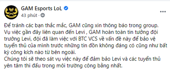 Quản lý SBTC và GAM Esports phản ứng quyết liệt, bảo vệ Levi trước tin đồn bán độ 100 triệu đồng - Ảnh 7.