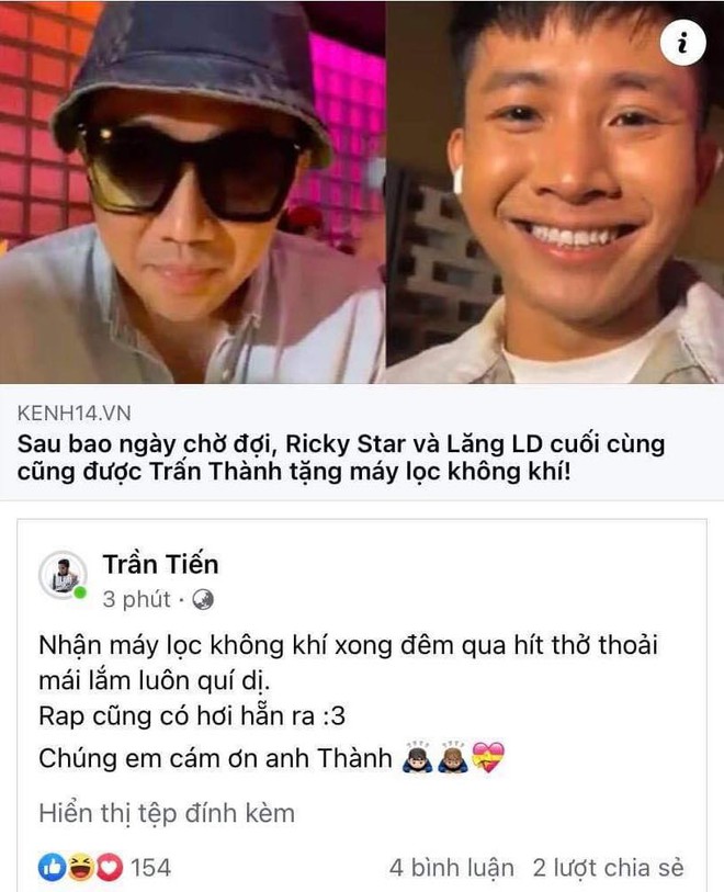 Ricky Star phấn khích sau khi nhận máy lọc không khí từ Trấn Thành: Hít thở thoải mái, rap cũng có hơi hẳn ra - Ảnh 2.