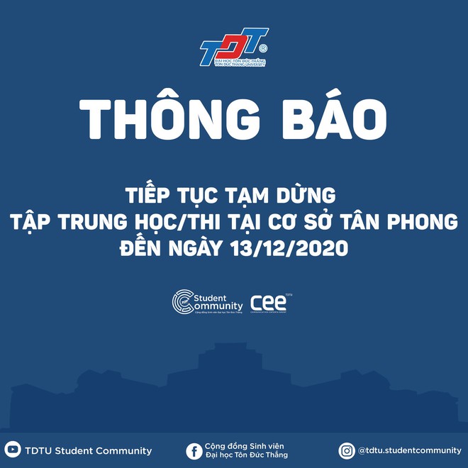 Trường ĐH ở TP.HCM thông báo tiếp tục tạm dừng tập trung học/thi đến ngày 13/12 - Ảnh 2. Trường ĐH ở TP.HCM thông báo tiếp tục tạm dừng tập trung học/thi đến ngày 13/12 - Ảnh 2.