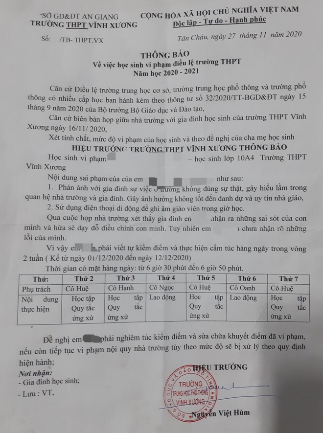 Nữ sinh tự tử vì bị kiểm điểm: Sở GD&ĐT An Giang chỉ ra nhiều sai sót của trường - Ảnh 1.