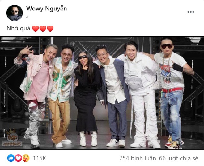 Wowy bồi hồi chia sẻ lại hình ảnh hơn 4 tháng trước cùng các đồng đội Rap Việt - Ảnh 1.