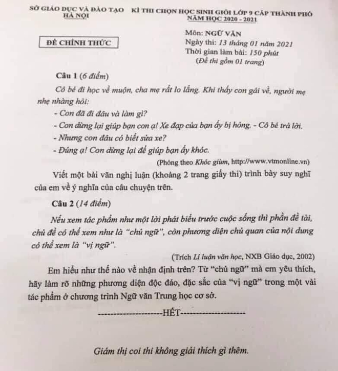 Tại sao câu chuyện khóc giùm trong đề thi học sinh giỏi Văn lớp 9 lại gây nhiều tranh cãi? - Ảnh 1.