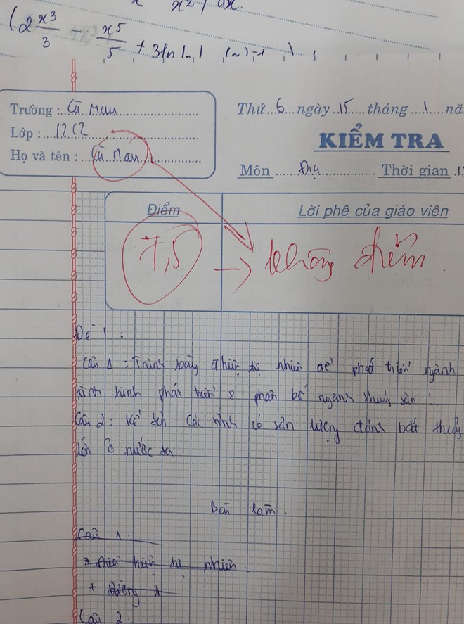 Giáo viên trừ thẳng tay từ 7,5 xuống 0 điểm, đọc lý do mà chỉ biết ngậm ngùi: Không chịu cũng phải chịu thôi! - Ảnh 1.