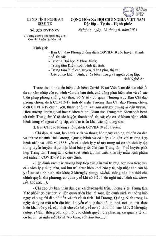H&agrave; Tĩnh, Nghệ An c&aacute;ch ly những người tiếp x&uacute;c với F1 của bệnh nh&acirc;n 1553 - Ảnh 1.