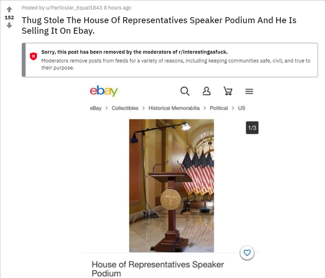 Hài hước: sau bạo động, bục phát biểu ở Điện Capitol được rao bán trên eBay với giá khủng, cộng đồng mạng đua nhau cà khịa - Ảnh 4.