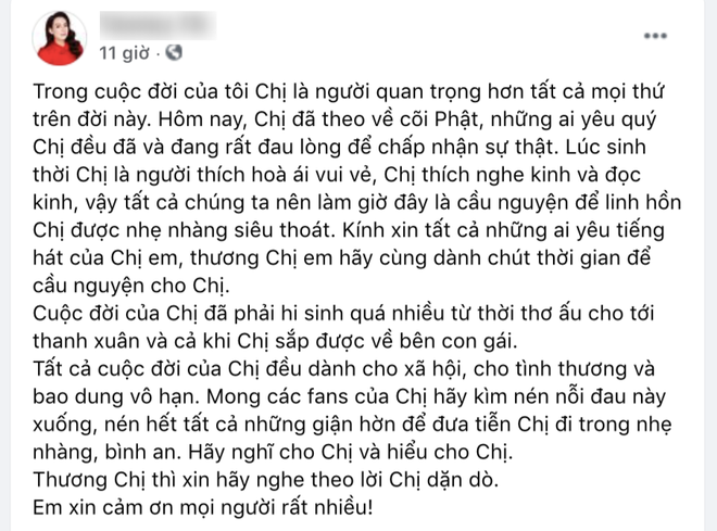 Em trai ruột ca sĩ Phi Nhung mong 1 điều để vong linh chị gái ra đi thanh thản - Ảnh 2.