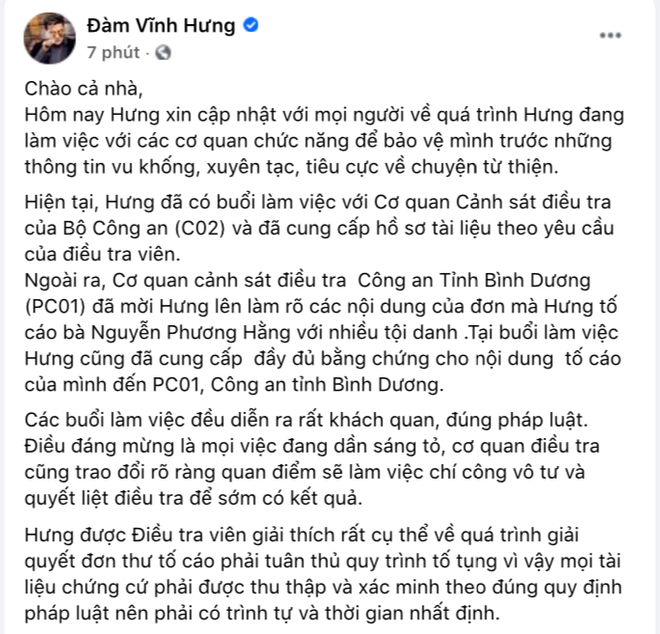 Nóng: Đàm Vĩnh Hưng xác nhận đã làm việc với cơ quan chức năng, tuyên bố cực căng về vụ kiện tụng với bà Phương Hằng! - Ảnh 3.