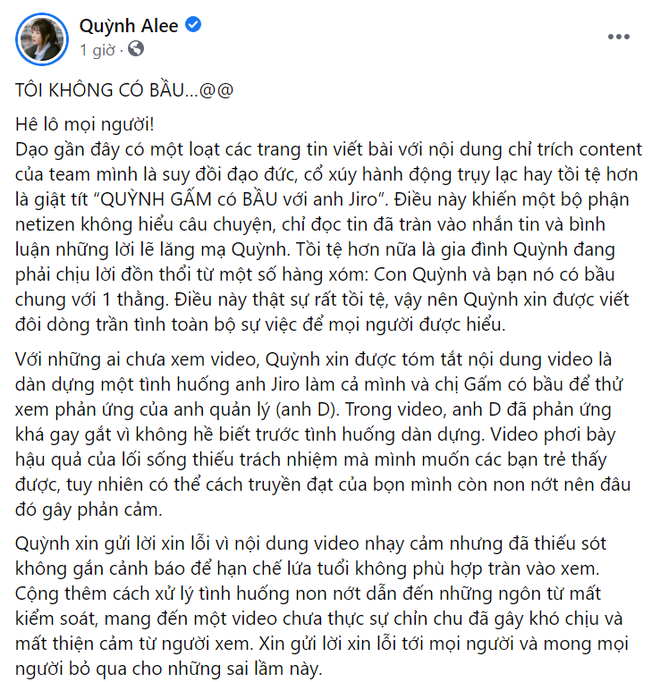 Hậu drama có bầu, 2 nữ streamer Quỳnh Alee và Gấm Kami chính thức lên tiếng, kịch bản khó tin! - Ảnh 2.