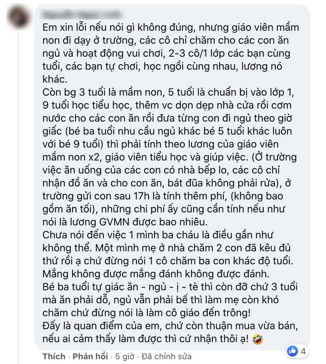 Lương 12 triệu tr&ocirc;ng 3 trẻ ki&ecirc;m gi&uacute;p việc, c&ocirc; gi&aacute;o ch&ecirc; b&egrave;o, phụ huynh đ&aacute;p trả: Thuận mua, vừa b&aacute;n - Ảnh 2.