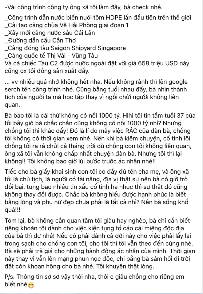 Đúng như đã hẹn, Vy Oanh lên tiếng đáp trả bà Phương Hằng, lần đầu hé lộ profile khủng của ông xã, hoá ra là &quot;cái đồ có nổi 1000 tỷ&quot; - Ảnh 2.