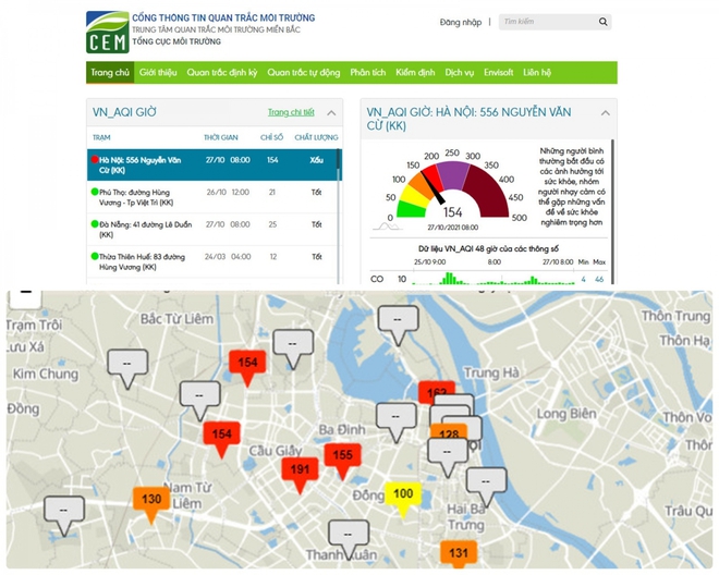Chất lượng không khí ở Hà Nội xuống mức rất xấu - Ảnh 1.