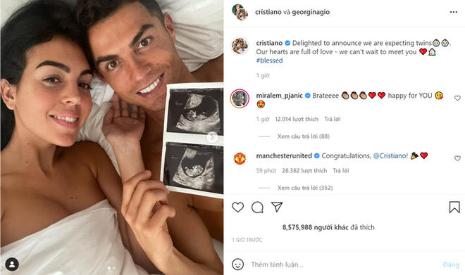 HOT: Ronaldo thông báo bạn gái Georgina đang mang song thai, MXH lập tức nổ tung - Ảnh 1.