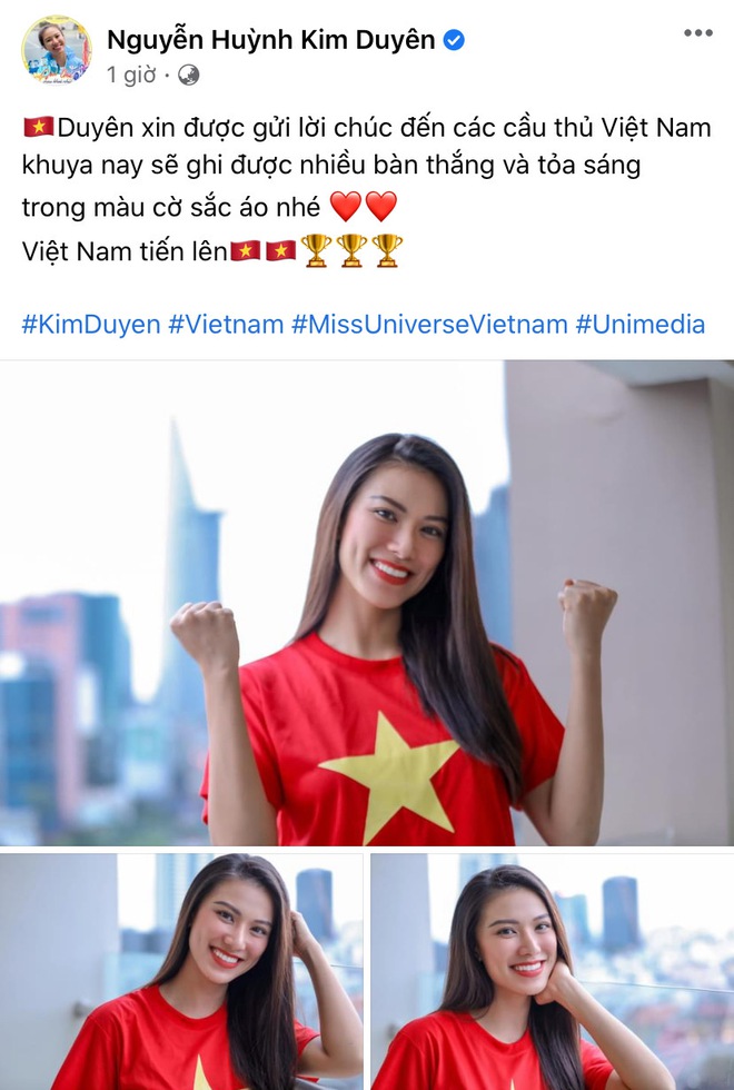 Đ&uacute;ng nửa đ&ecirc;m, Kỳ Duy&ecirc;n v&agrave; d&agrave;n sao Vbiz hừng hực kh&iacute; thế tiếp lửa cho tuyển Việt Nam trận gặp Trung Quốc - Ảnh 2.