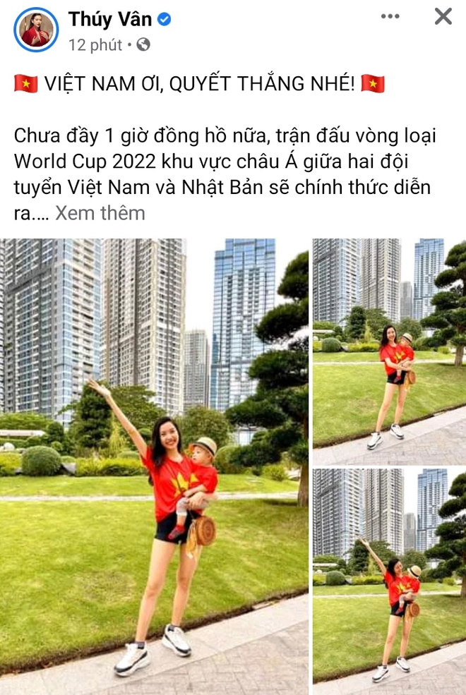 Á hậu Huyền My ra sân Mỹ Đình, hội mẹ bỉm Vy Oanh, Thuý Vân và dàn sao Vbiz hừng hực tiếp lửa cho tuyển Việt Nam - Ảnh 4.