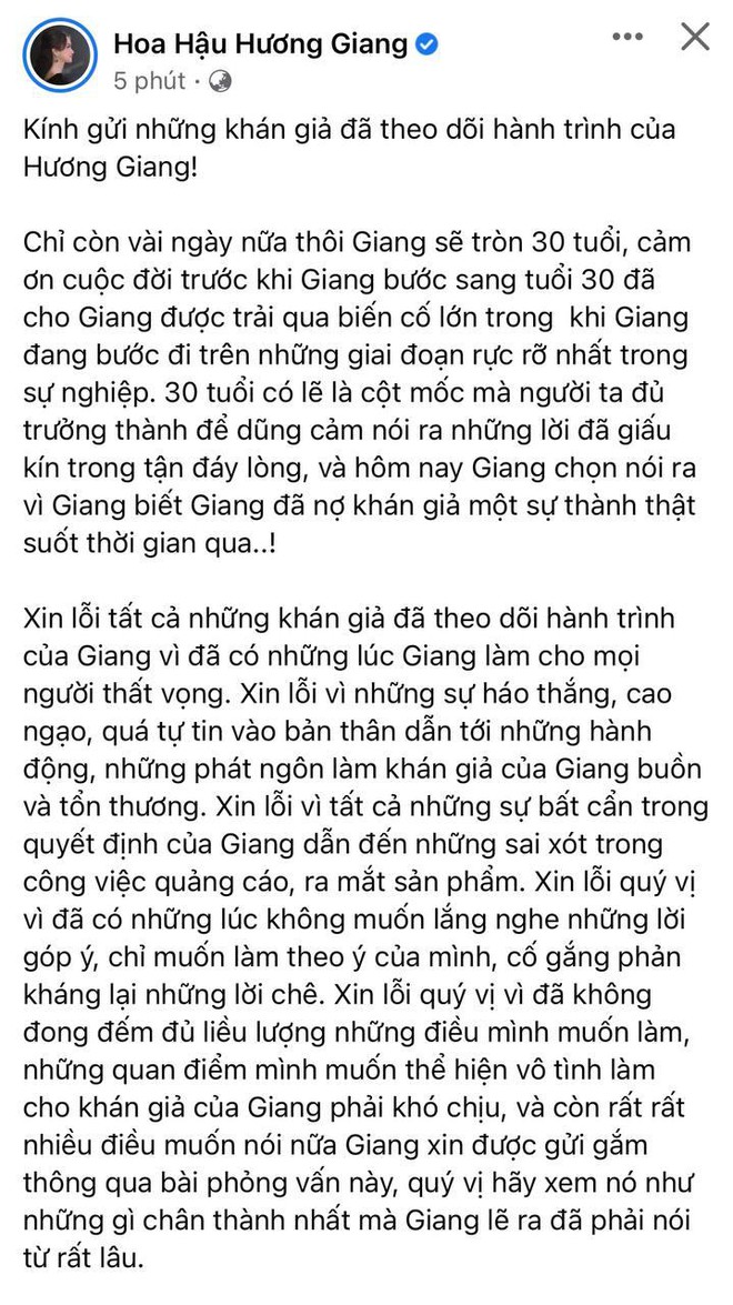 Hương Giang đích thân gửi lời xin lỗi sau 1 năm ở ẩn: Nhận sai sót vụ quảng cáo, chuyện antifan và tiết lộ điều day dứt nhất! - Ảnh 2.