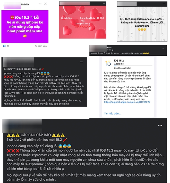 Sự thật đằng sau loạt cảnh báo iOS 15.2 gặp lỗi nặng, iPhone không nên nâng cấp đang lan truyền trên Facebook - Ảnh 1.