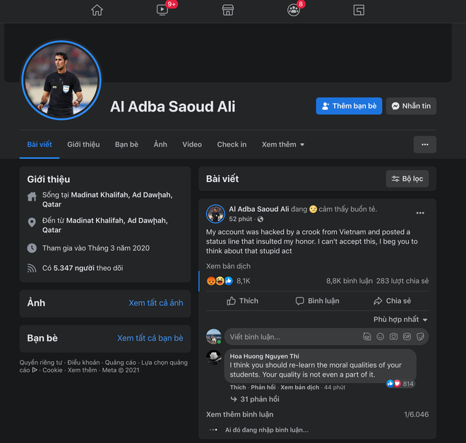 Góc trớ trêu: Tạo tài khoản fake trọng tài trận Việt Nam - Thái Lan để câu like, ai ngờ bị netizen report sập luôn! - Ảnh 5.