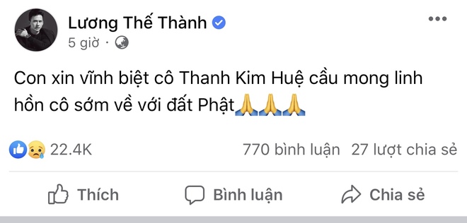 NSƯT Thanh Kim Huệ qua đời: Chồng nghẹn ngào nói lời tiễn biệt, dàn sao Việt bàng hoàng xót xa - Ảnh 6.