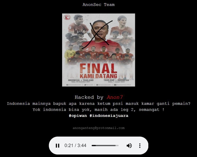 Đội nhà thảm bại trước người Thái, hacker Indonesia có hành động dở khóc dở cười - Ảnh 1.