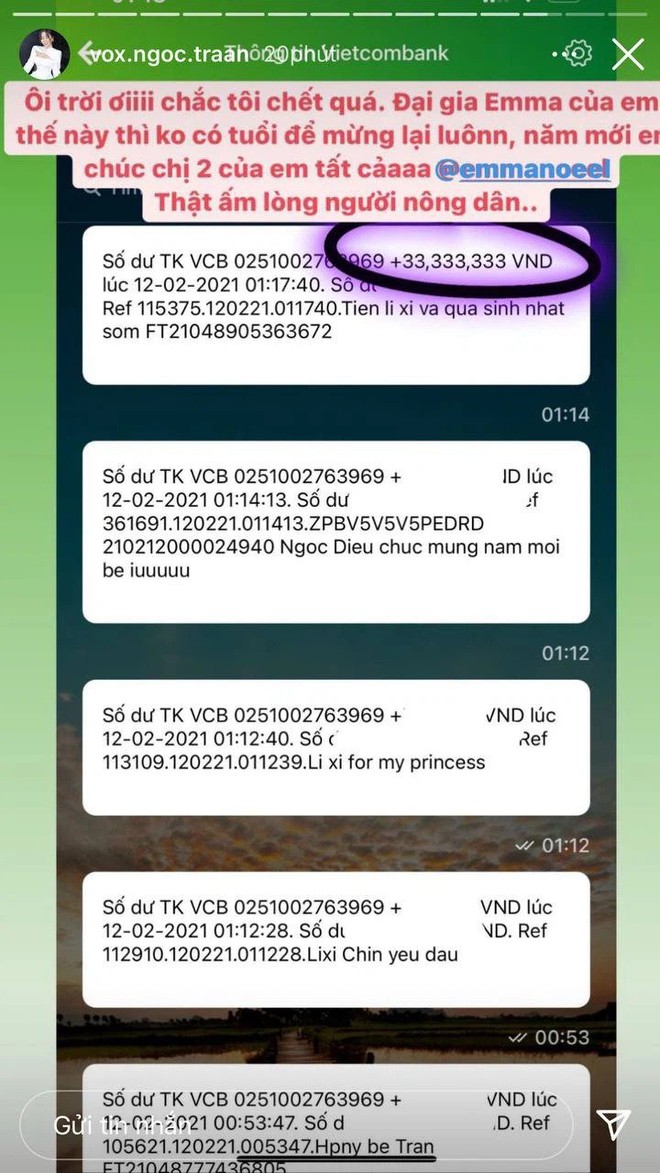 Kiểm kê lì xì sau Tết: Ái nữ Bắc Ninh khoe chồng cho 222.222.222 đồng, rich kid RMIT sương sương có nửa trăm triệu chứ nhiêu! - Ảnh 5. Kiểm kê lì xì sau Tết: Ái nữ Bắc Ninh khoe chồng cho 222.222.222 đồng, rich kid RMIT sương sương có nửa trăm triệu chứ nhiêu! - Ảnh 5.
