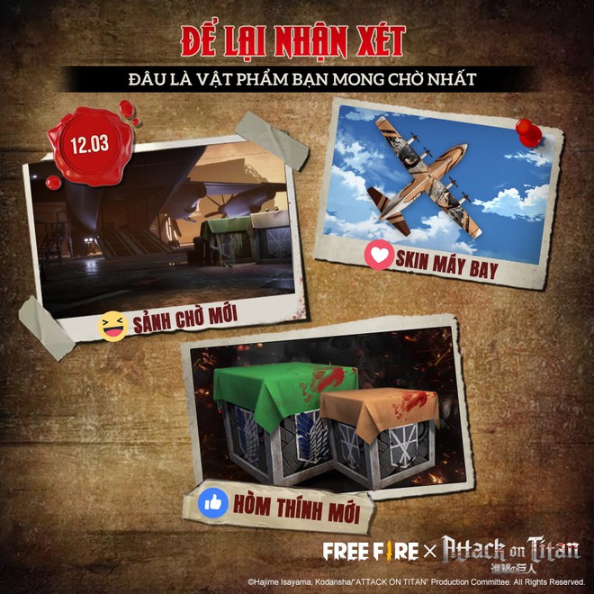 Game thủ Free Fire nhận về h&agrave;ng loạt ưu đ&atilde;i khủng từ sự kiện kết hợp c&ugrave;ng bộ anime nổi tiếng bậc nhất Attack on Titan - Ảnh 6.