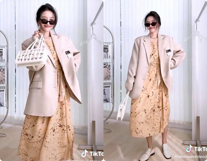 8 set đồ với blazer mà nàng nào cũng có thể ứng dụng từ hotgirl TikTok xứ Trung - Ảnh 1.