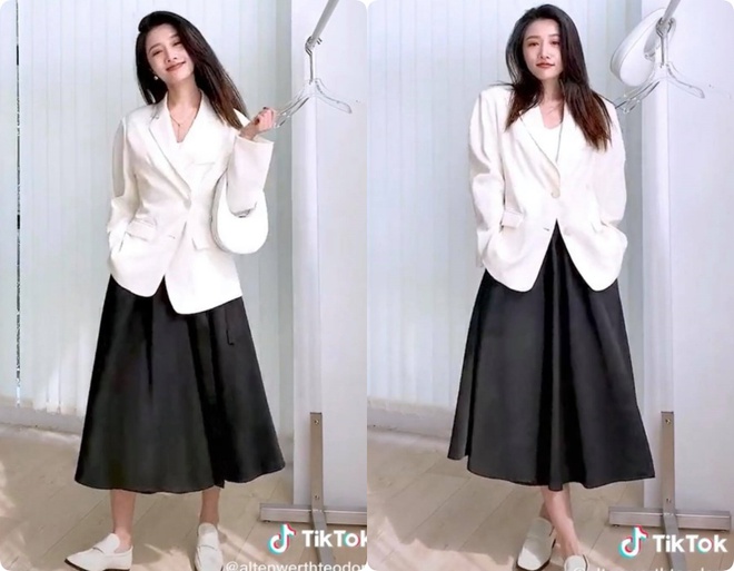 8 set đồ với blazer mà nàng nào cũng có thể ứng dụng từ hotgirl TikTok xứ Trung - Ảnh 3.