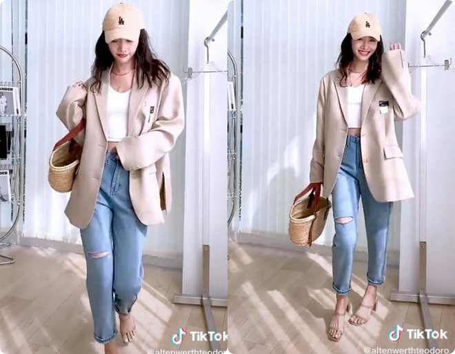 8 set đồ với blazer mà nàng nào cũng có thể ứng dụng từ hotgirl TikTok xứ Trung - Ảnh 4.