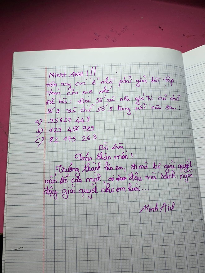 Mẹ ra bài tập yêu cầu con tự giải, cô bé viết vài chữ để lại mà muốn sang chấn tâm lý - Ảnh 1.