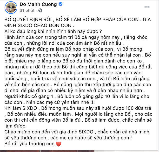 NTK Đỗ Mạnh Cường nhận nuôi người con thứ 8, nghe đến hoàn cảnh của bé ai cũng xót xa - Ảnh 2.