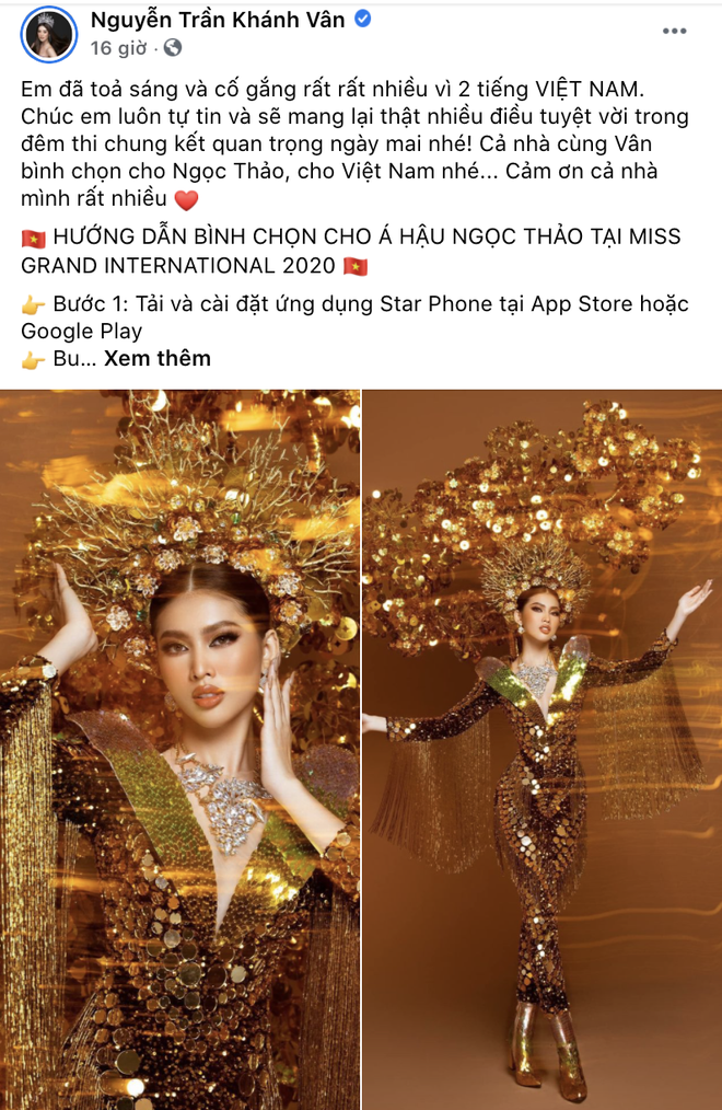 Sao Vbiz rần rần kêu gọi tiếp thêm sức mạnh, kỳ vọng Ngọc Thảo làm nên chuyện ở đêm Chung kết Miss Grand 2020 - Ảnh 4.