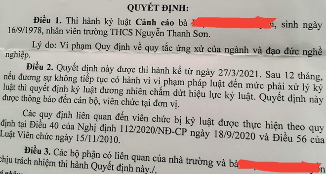 Kỷ luật nữ nhân viên tố cáo hiệu trưởng gửi video nhạy cảm - Ảnh 1.