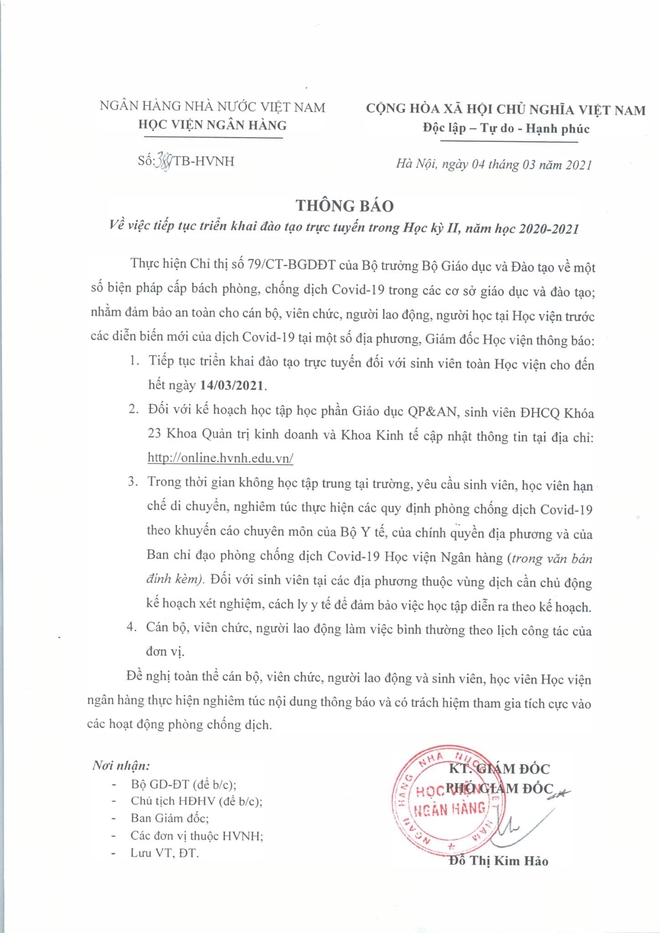 Hà Nội: Nhiều trường đại học cho sinh viên nghỉ học tập trung đến hết ngày 15/3 - Ảnh 2. Hà Nội: Nhiều trường đại học cho sinh viên nghỉ học tập trung đến hết ngày 15/3 - Ảnh 2.