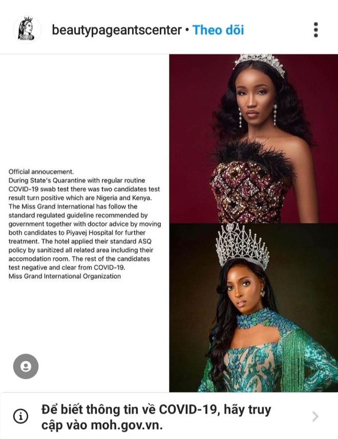 Biến mới tại Miss Grand International: 2 đại diện Nigeria và Kenya nhiễm Covid-19, netizen lo lắng cho Á hậu Ngọc Thảo - Ảnh 3. Biến mới tại Miss Grand International: 2 đại diện Nigeria và Kenya nhiễm Covid-19, netizen lo lắng cho Á hậu Ngọc Thảo - Ảnh 3.