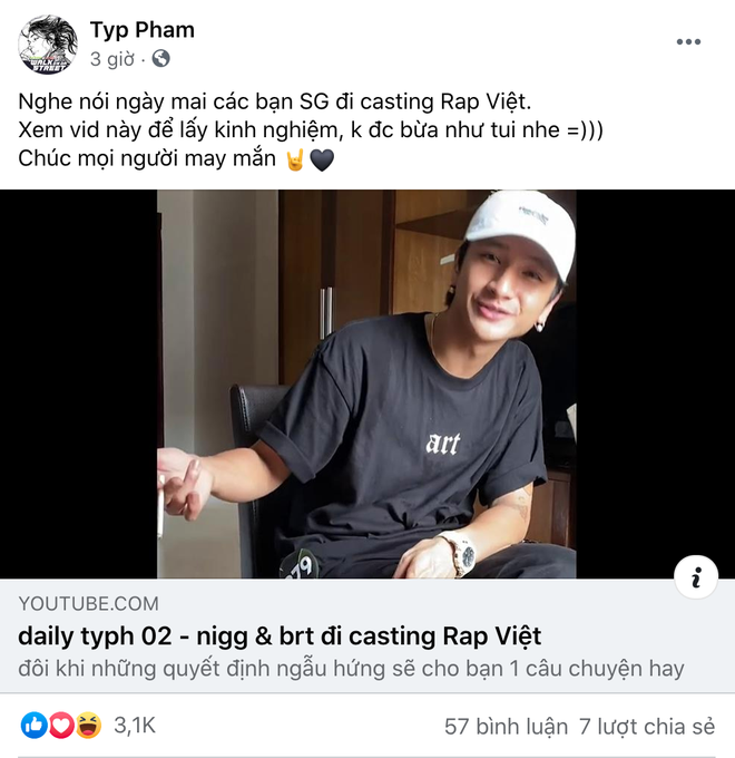 16 Typh th&ocirc;ng b&aacute;o tham gia Rap Việt với vai tr&ograve; mới toanh, nhắn hậu bối đi casting n&ecirc;n chuẩn bị kĩ c&agrave;ng chứ đừng thi bừa như tui - Ảnh 1.