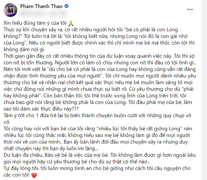 Phạm Thanh Thảo lên tiếng nói rõ chuyện nghi ngờ huyết thống con của cố NS Vân Quang Long, vẫn băn khoăn 1 điểm về Linh Lan - Ảnh 2. Phạm Thanh Thảo lên tiếng nói rõ chuyện nghi ngờ huyết thống con của cố NS Vân Quang Long, vẫn băn khoăn 1 điểm về Linh Lan - Ảnh 2.