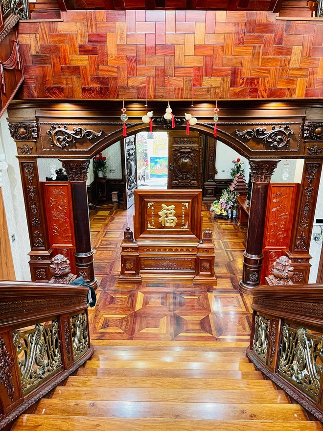 Biệt thự bề thế của gia đình 9X Bắc Ninh: Diện tích 400m2 với 4 tầng, nội thất tinh xảo toàn gỗ nguyên khối nhập từ Lào - Ảnh 10.