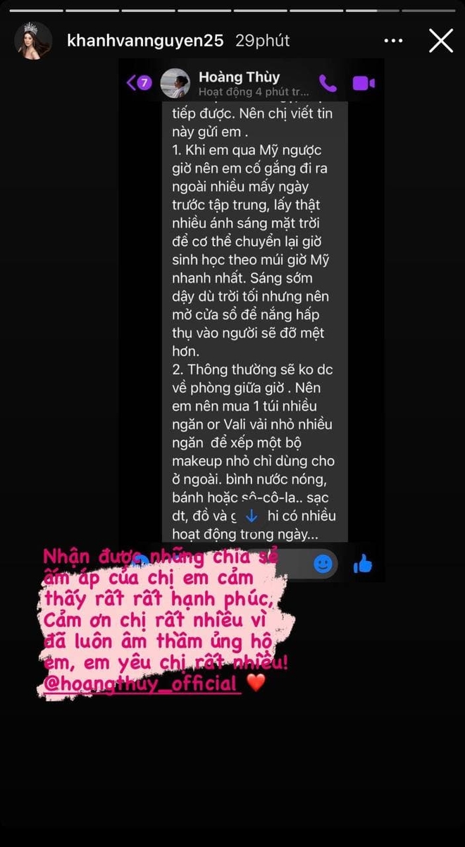 Hoàng Thùy chia sẻ bí kíp, động viên Khánh Vân trước giờ đi Mỹ tham gia cuộc thi lớn nhất hành tinh - Ảnh 2.